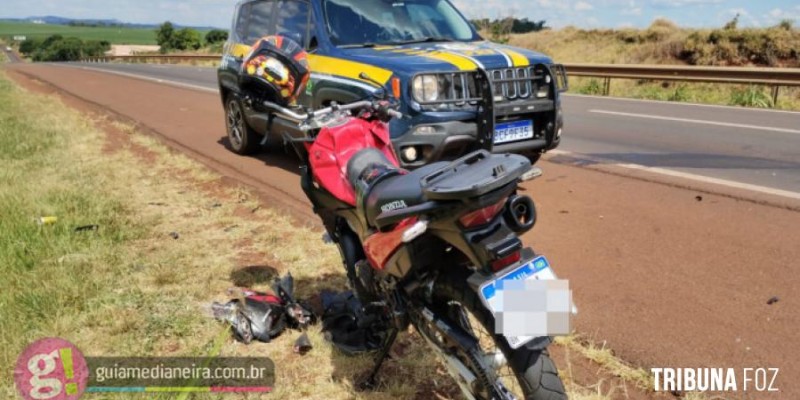 Motociclista é socorrido após acidente na BR-277 em Medianeira