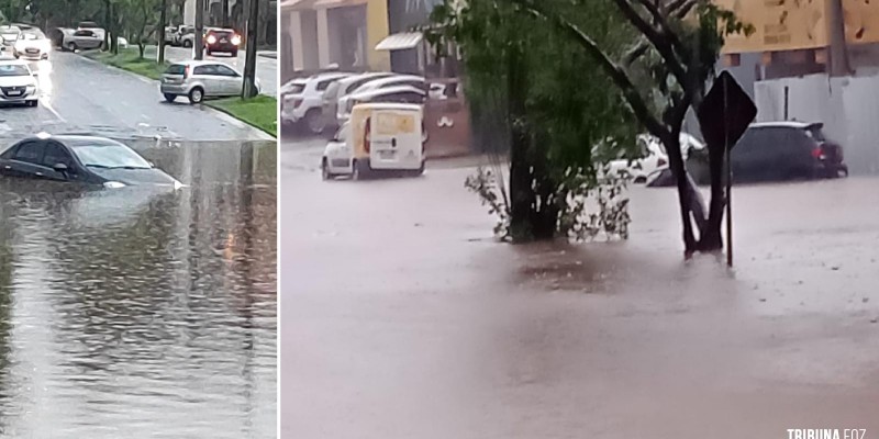 Após chuva torrencial Av. Silvio Amérco Sasdelli fica alagada