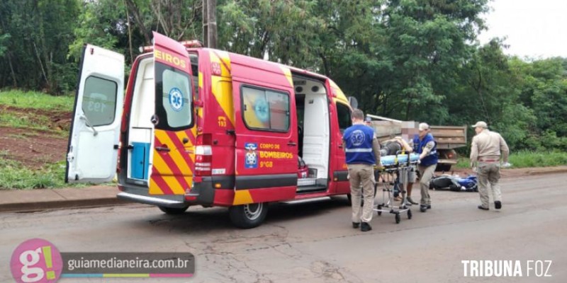 Medianeira: Motociclista fica ferido em acidente na Rua Iguaçu