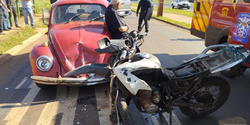 Motociclista é socorrido após colisão no Bairro Portal da Foz