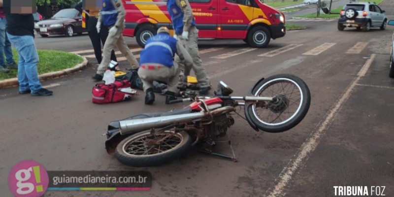 Motociclista fica ferido após colisão na cidade de Medianeira