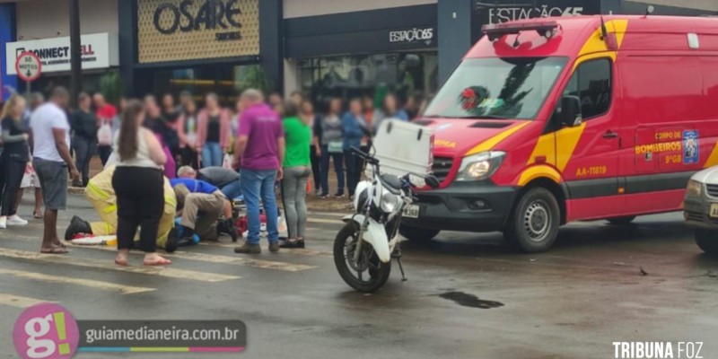 Motociclista fica ferido em acidente no centro de Medianeira