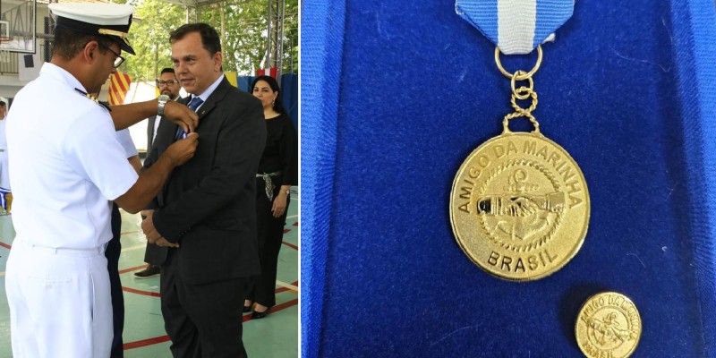 Delegado chefe da DPF de Foz do Iguaçu é agraciado com a medalha amigos da Marinha