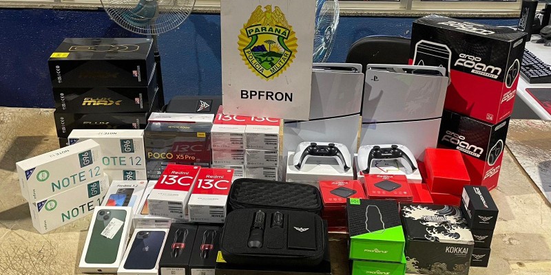 BPFRON apreende eletrônicos em ônibus na cidade de Medianeira