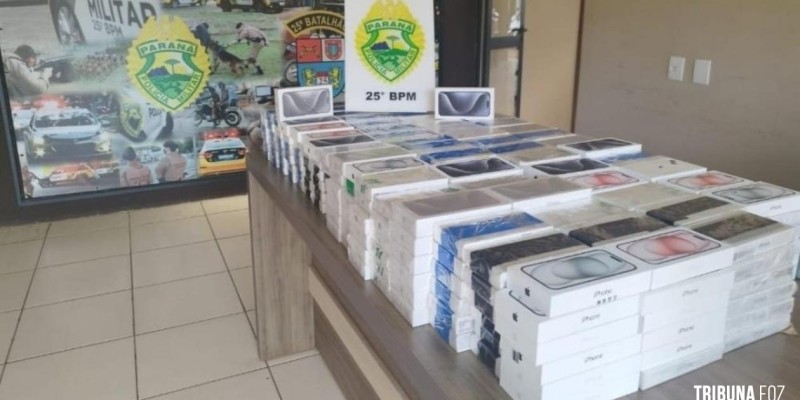 PM apreende carga milionária de IPhones na região oeste