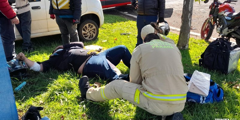 Motociclista fica gravemente ferido após colisão na Av. Paraná