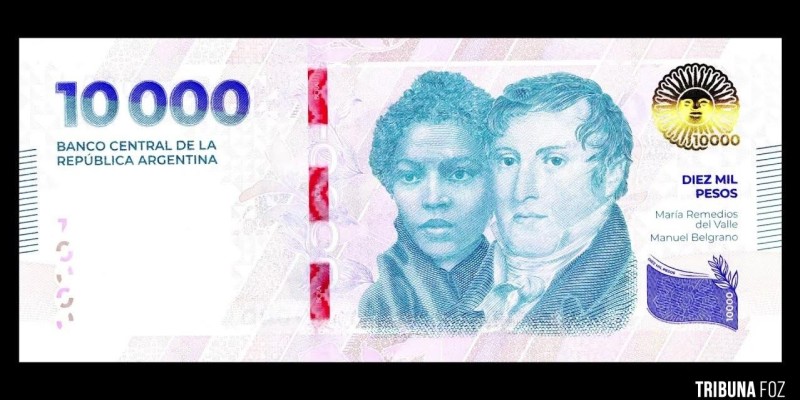 Nova nota de 10 mil pesos na Argentina é estampada por heroína negra
