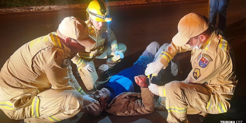 Siate socorre idoso após acidente de trânsito na BR-469 defronte ao Hotel Carimã