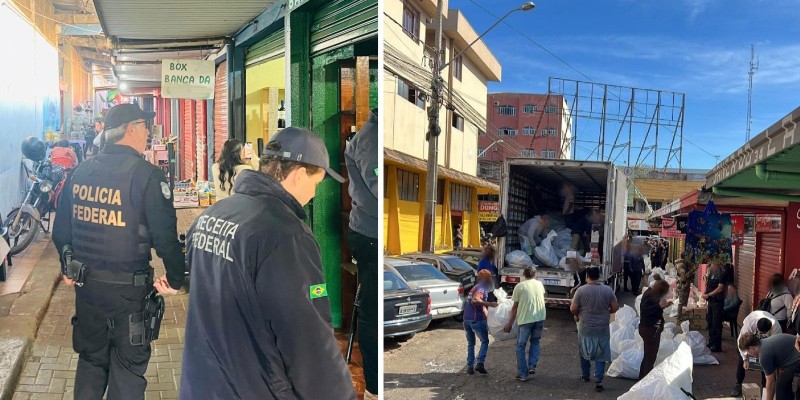 A Polícia Federal e Receita Federal realizam Operação contra o contrabando em Foz do Iguaçu