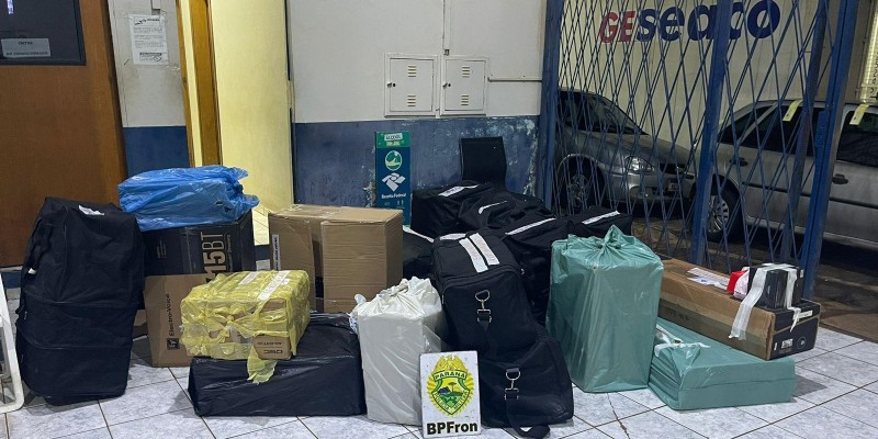 BPFRON apreende mercadorias em ônibus em Céu Azul