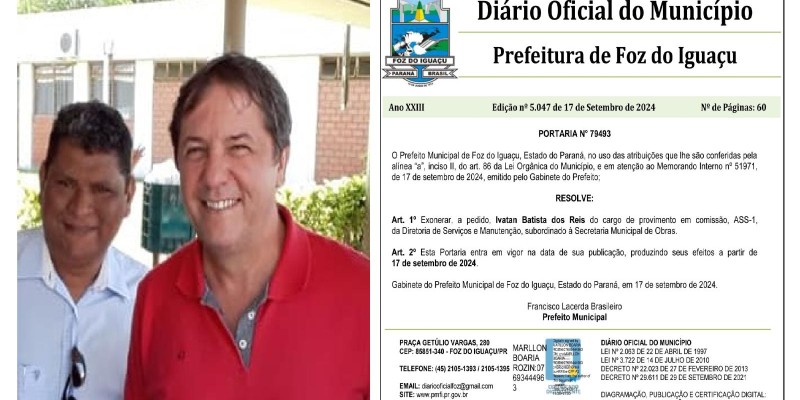 Após denúncia de receber dinheiro de campanha do General, diretor de obras do Prefeito pede demissão