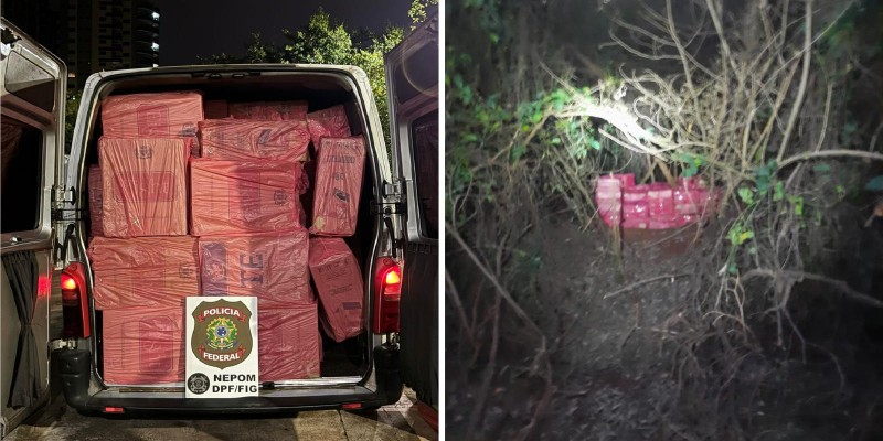 Policia Federal apreende van com dezenas de caixas de cigarros contrabandeados em Itaipulândia