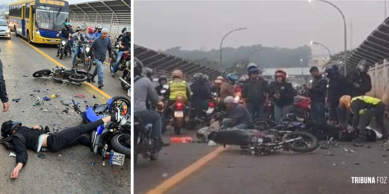 Siate socorre motociclistas após colisão no meio da Ponte da Amizade