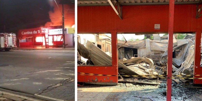 Cantina da Têre é consumida pelo fogo durante a madrugada