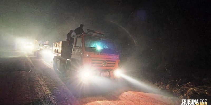 Incêndio na Linha Piazza mobiliza Corpo de Bombeiros, Defesa Civil e voluntários em São Miguel do Iguaçu