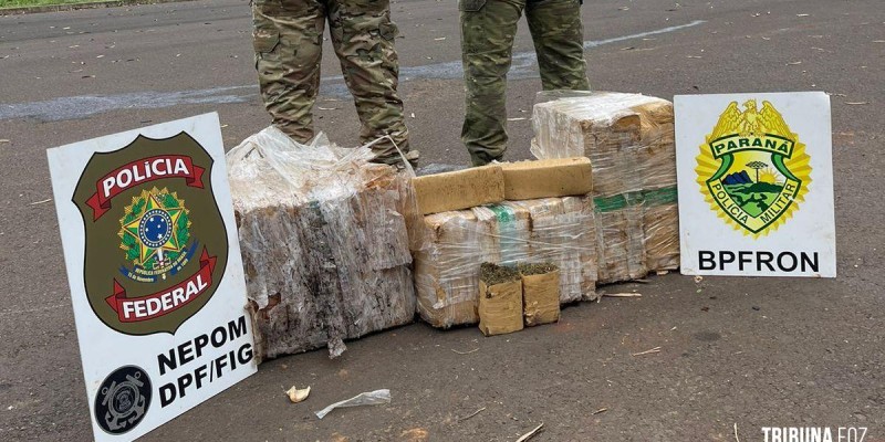 Policia Federal e a Policia Militar apreendem 102 Kg de maconha no rio Paraná em Foz do Iguaçu