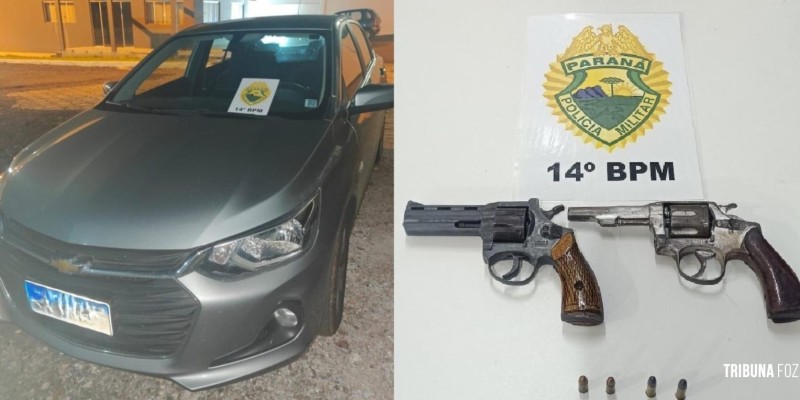 PM recupera veículo roubado e apreende duas armas de fogo