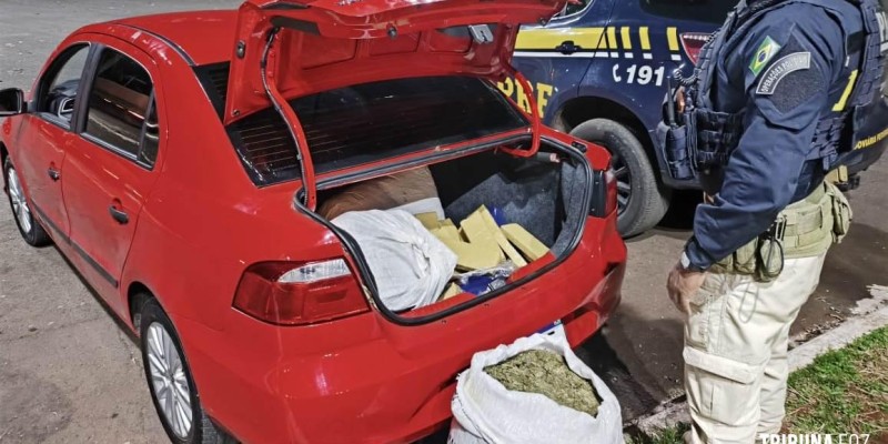 PRF apreende 79,6 Kg de maconha em Santa Terezinha de Itaipu