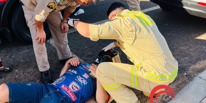 Motociclista fica ferido após colisão no Bairro Três Lagoas 