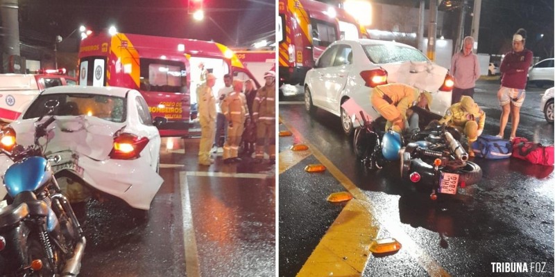 Motociclista colide na traseira de um veículo defronte a 