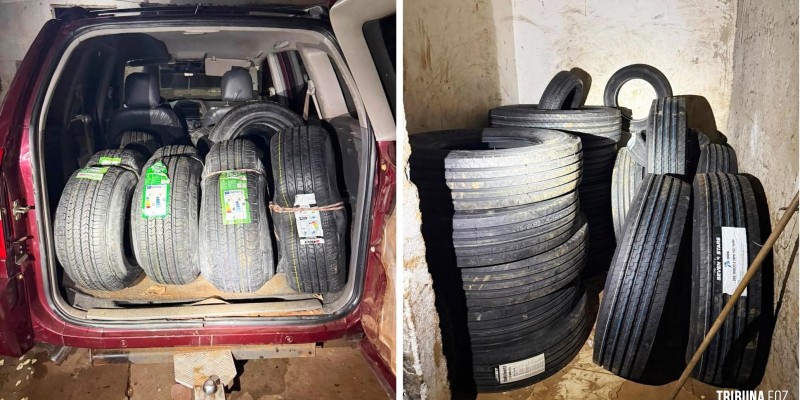 PF e PM apreendem pneus, cigarros e maconha em Foz do Iguaçu
