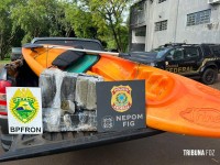 PF e BPFRON apreendem 30 Kg de maconha em caiaque no Rio Paraná