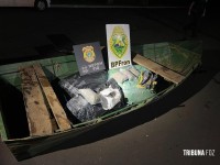 PF e BPFRON apreendem canoa com maconha em Foz do Iguaçu