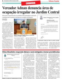 Vereador Adnan denuncia área de ocupação irregular no Jardim Central