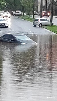 Após chuva torrencial Av. Silvio Amérco Sasdelli fica alagada