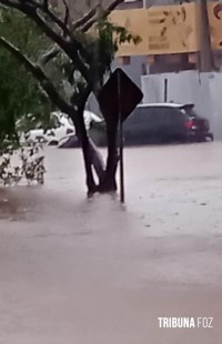 Após chuva torrencial Av. Silvio Amérco Sasdelli fica alagada