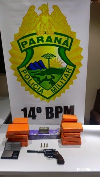 PM prende indivíduo com arma de fogo e 7,4 Kg de maconha em Medianeira