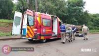 Medianeira: Motociclista fica ferido em acidente na Rua Iguaçu