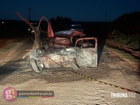 Mulher de 62 morre carbonizada após acidente em estrada rural de Medianeira