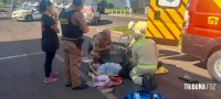 Motociclista é socorrido pelo Siate após colisão na Av. Javier Koelbel