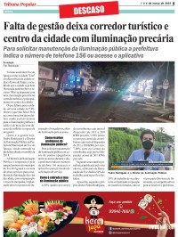 Falta de gestão deixa corredor turístico e centro da cidade com iluminação precária