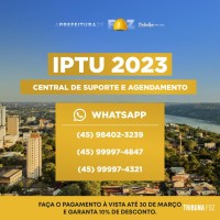 Primeira parcela ou cota única do IPTU 2023 vence dia 30 de março