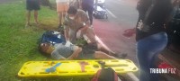 Motociclista é socorrido pelo Siate após colisão na Av. Paraná