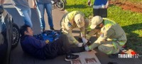 Motociclista argentino é socorrido pelo Siate após colisão no Porto Meira