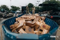 BPFRON e Polícia Federal apreendem barcaça carregada de cigarros em Marechal Cândido Rondon