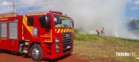 Bombeiros interveem em incêndio de campo no Jardim Copacabana