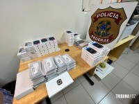 PF realiza prisão em flagrante de descaminho com dezenas de aparelhos celulares na Ponte da Amizade