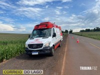 Samu é acionado para atender vítima de capotamento na PR-488 em Santa Helena