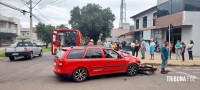 Pai e filha ficam feridos após colisão na Av. Coronel Francisco Ludof Gomes