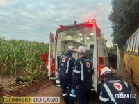 Homem morre e outro fica gravemente ferido em acidente envolvendo motocicleta e ônibus em Santa Helena