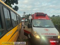 Homem morre e outro fica gravemente ferido em acidente envolvendo motocicleta e ônibus em Santa Helena