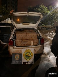 BPFRON e PF apreendem carro com cigarros contrabandeados em Santa Helena