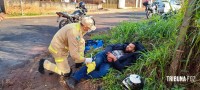 Motociclista é socorrido pelo Siate após colisão no Parque Patriarca