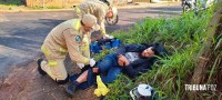 Motociclista é socorrido pelo Siate após colisão no Parque Patriarca