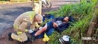 Motociclista é socorrido pelo Siate após colisão no Parque Patriarca