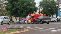 Acidente envolvendo caminhonete e bicicleta elétrica no centro de Medianeira